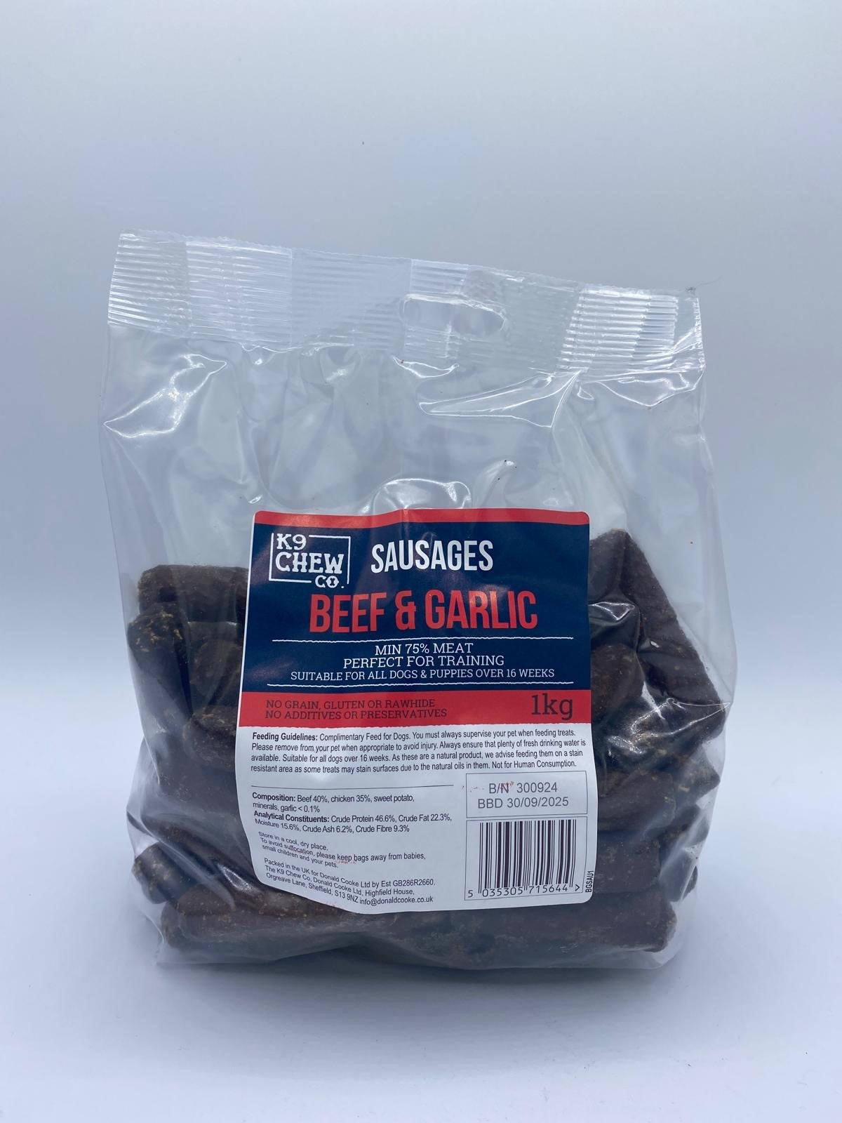 Beef & Garlic Sausages SMALL 1kg