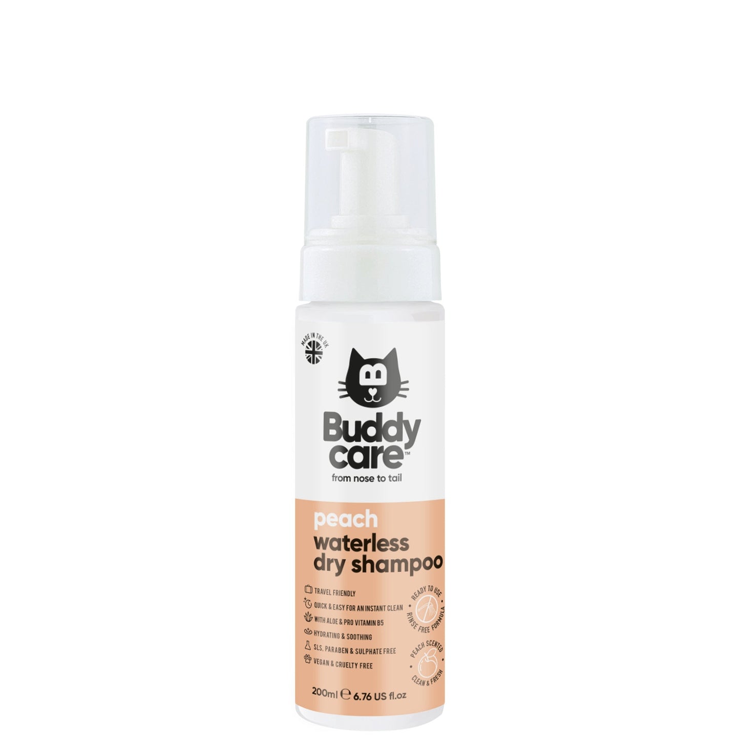 Buddycare Cat Shampoo Waterless Peach 200ml