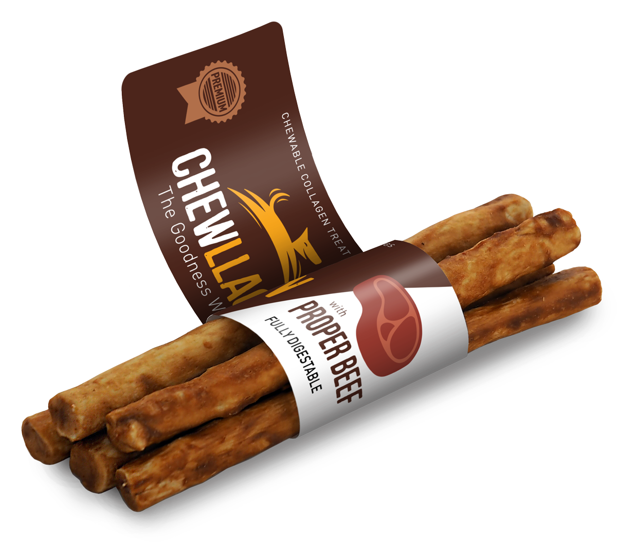 Chewllagen Beef Mini Roll 5" 10mm 5Pk x 40