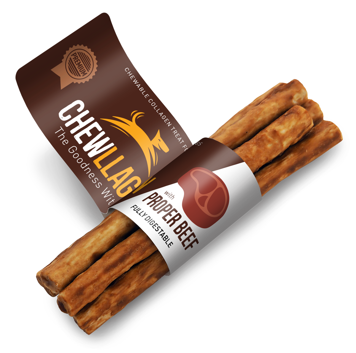 Chewllagen Beef Medium Roll 5" 2Pk x 35