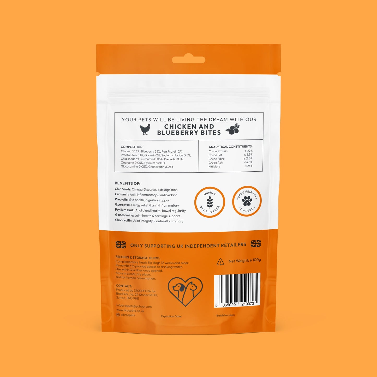 Bros Pets Chicken with Blueberry Bites 100g