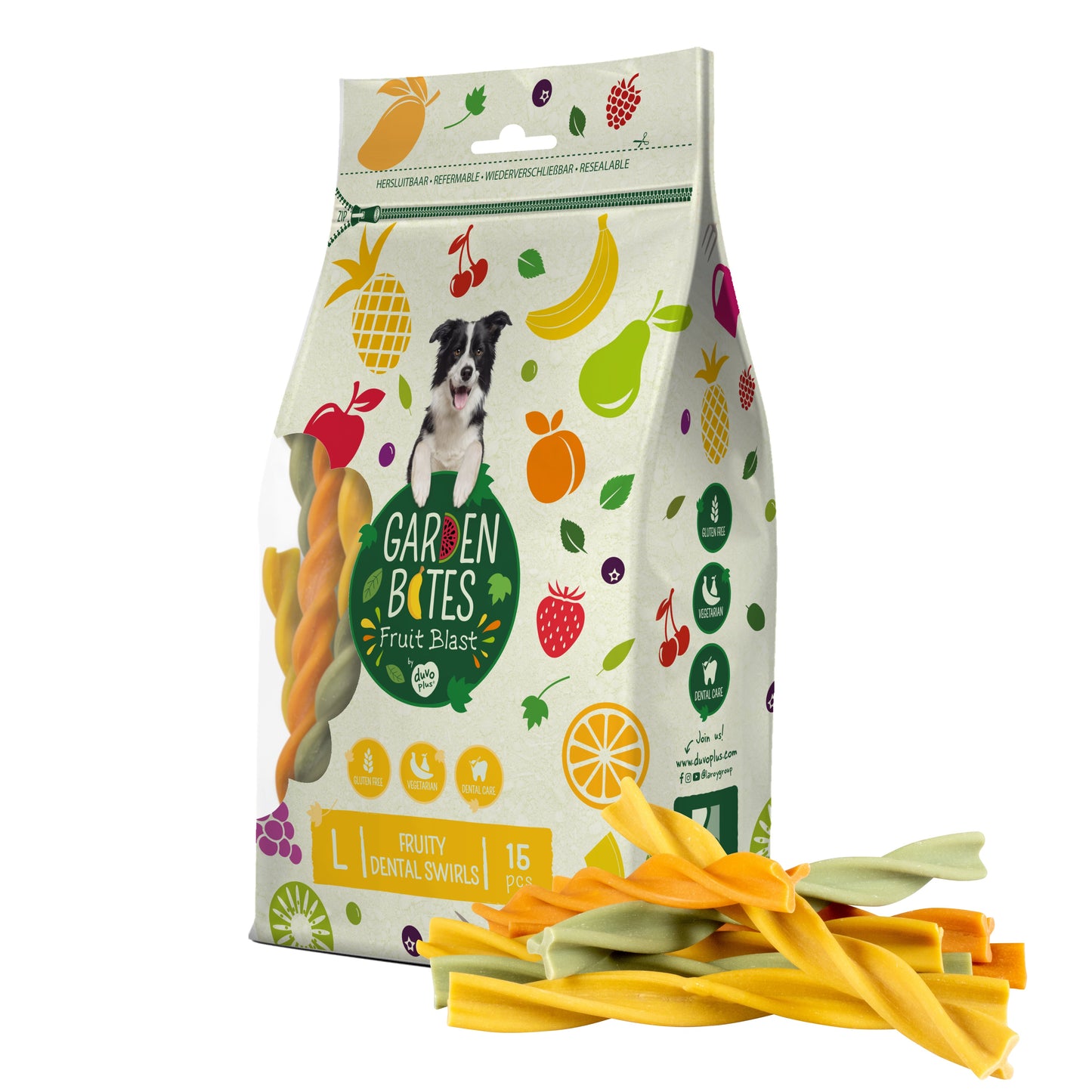 GB Bag Fruity Dental Swirls Large 15 pack