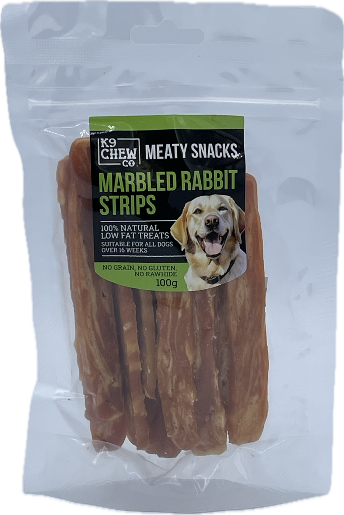 Meaty Snacks Marbled Rabbit Strips 100g