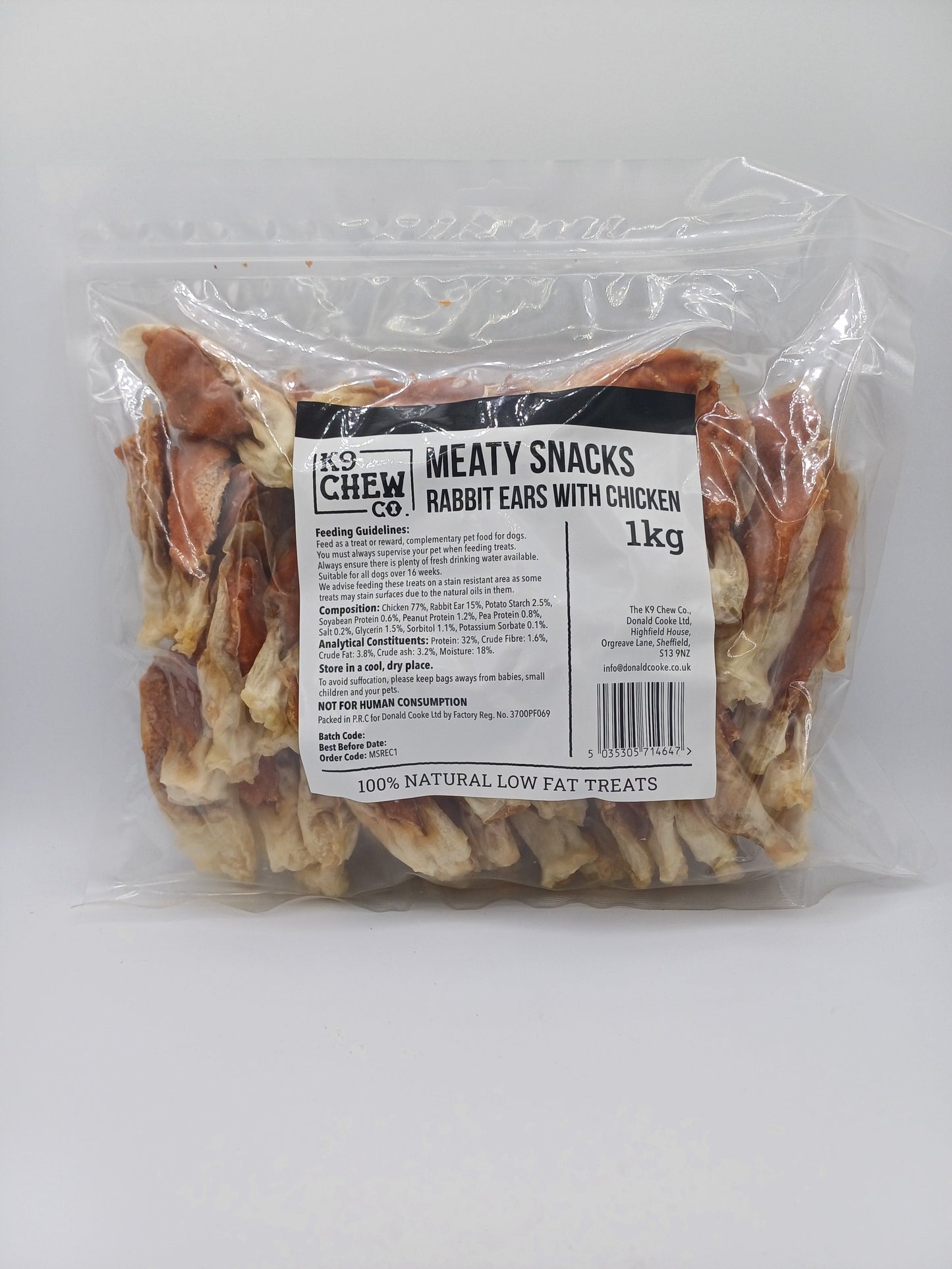 Meaty Snacks Rabbit Ears with Chicken 1kg