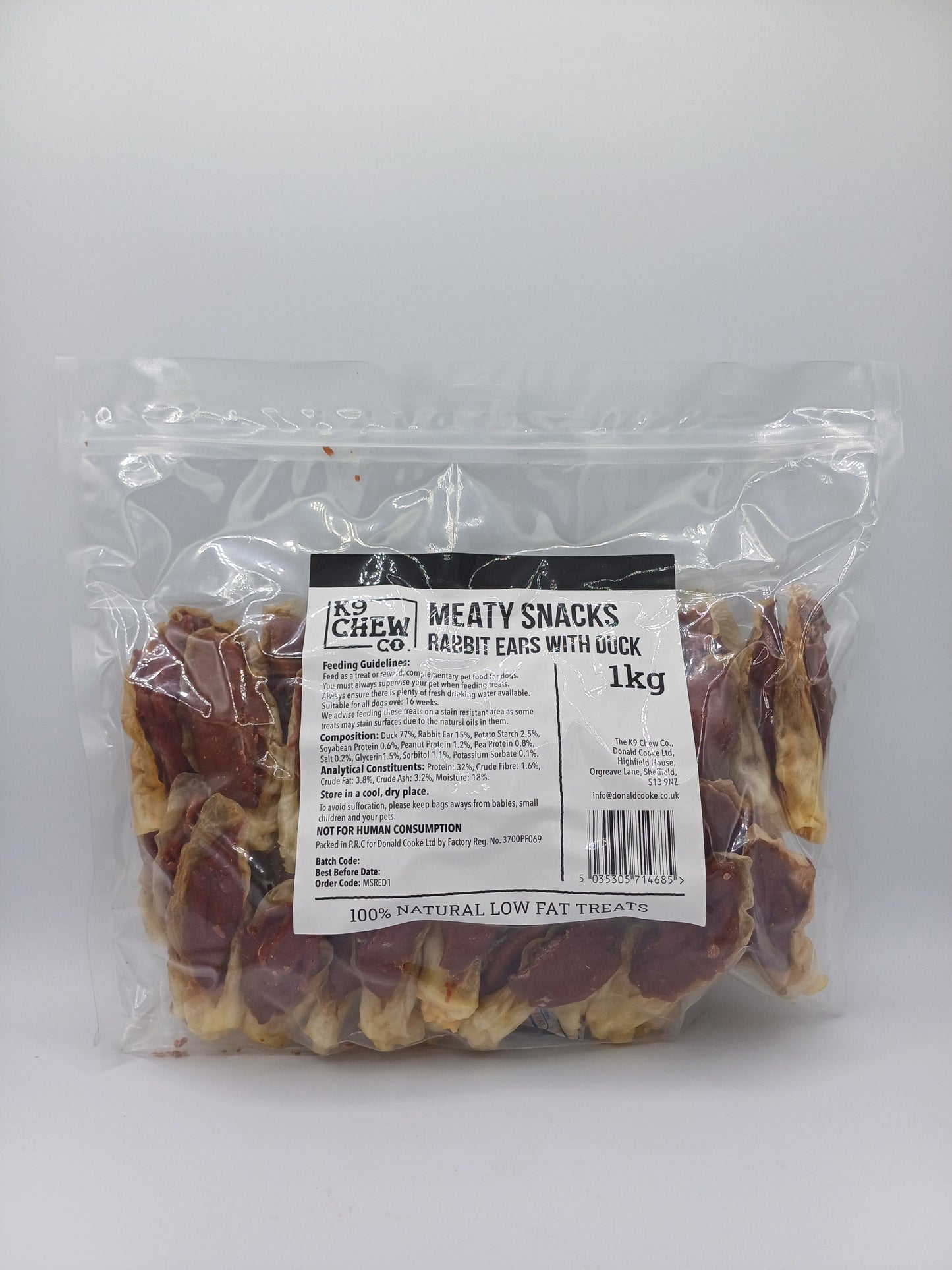 Meaty Snacks Rabbit Ears with Duck 1kg