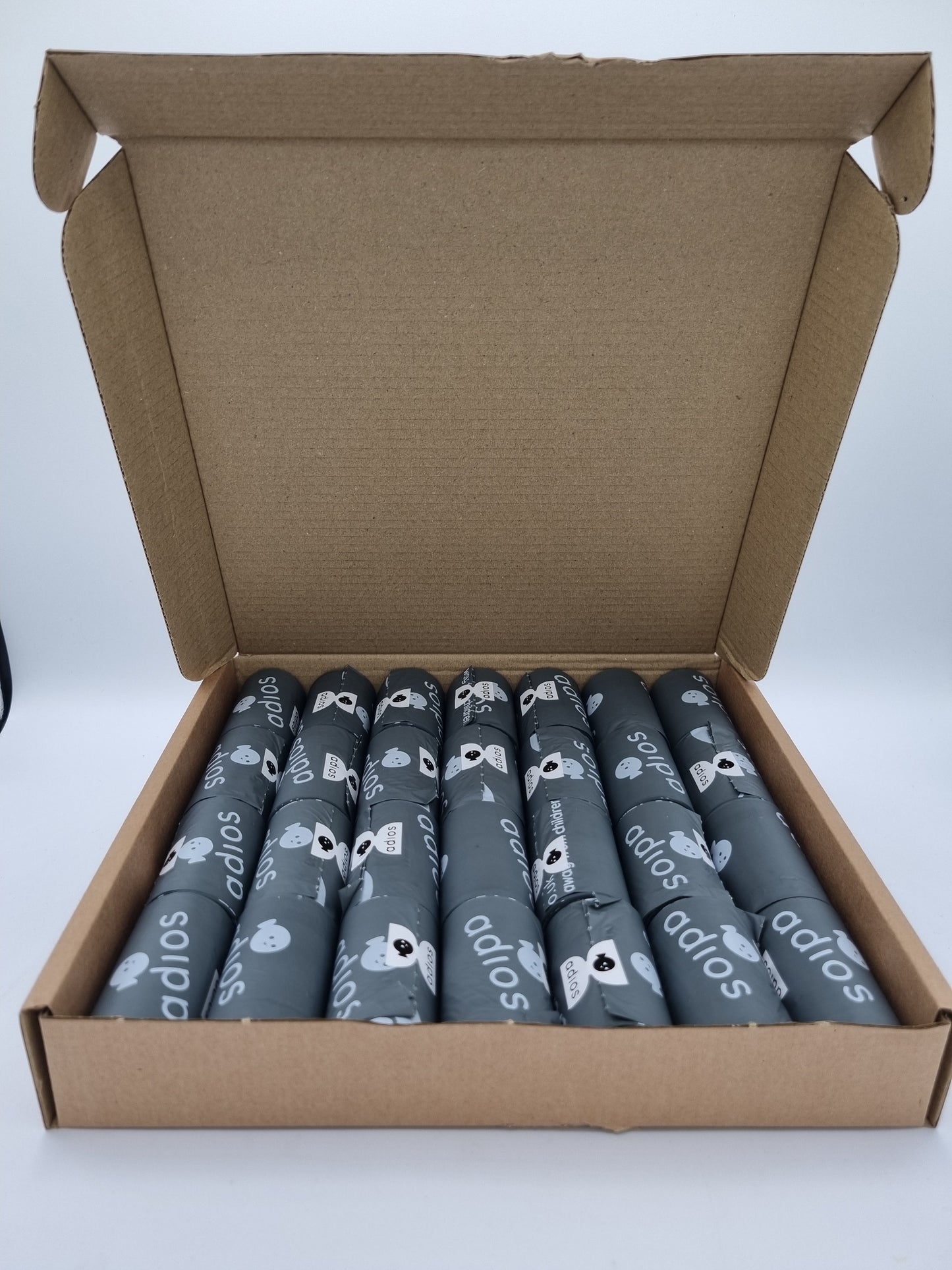 Adios Poo Bags Loose Roll Grey (Box of 28 rolls)