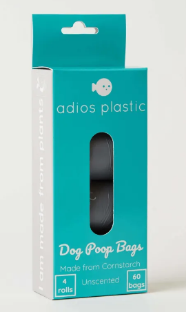 Adios Poo Bags With Handle Grey Box of 4 Rolls