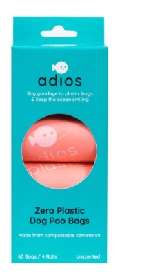 Adios Poo Bags With Handle Coral Box of 4 Rolls