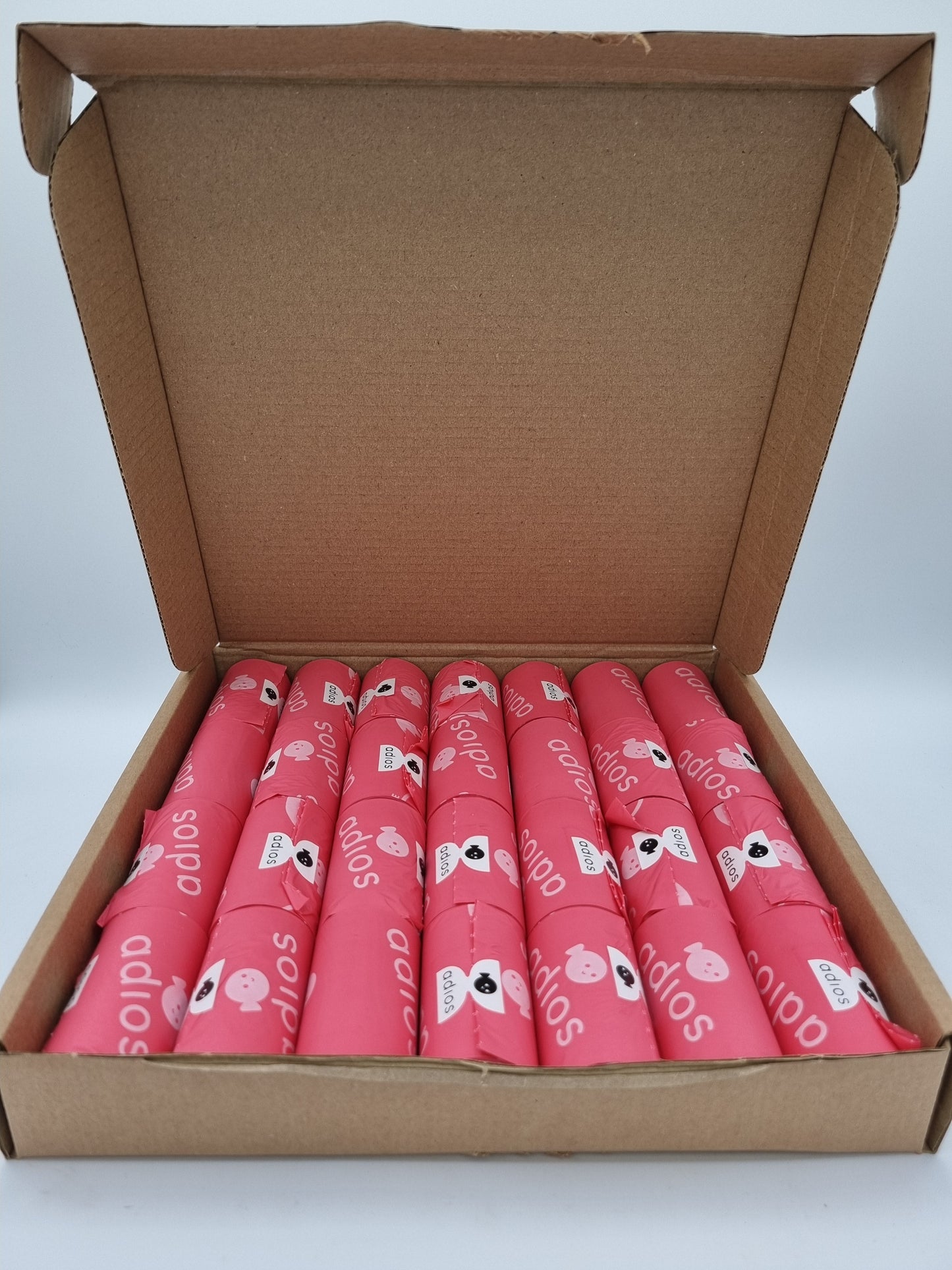 Adios Poo Bags Loose Roll Hot Pink (Box of 28 Rolls)