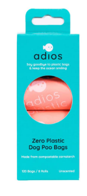 Adios Poo Bags Coral Box of 8 rolls