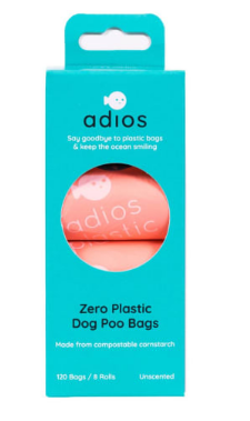 Adios Poo Bags Coral Box of 8 rolls
