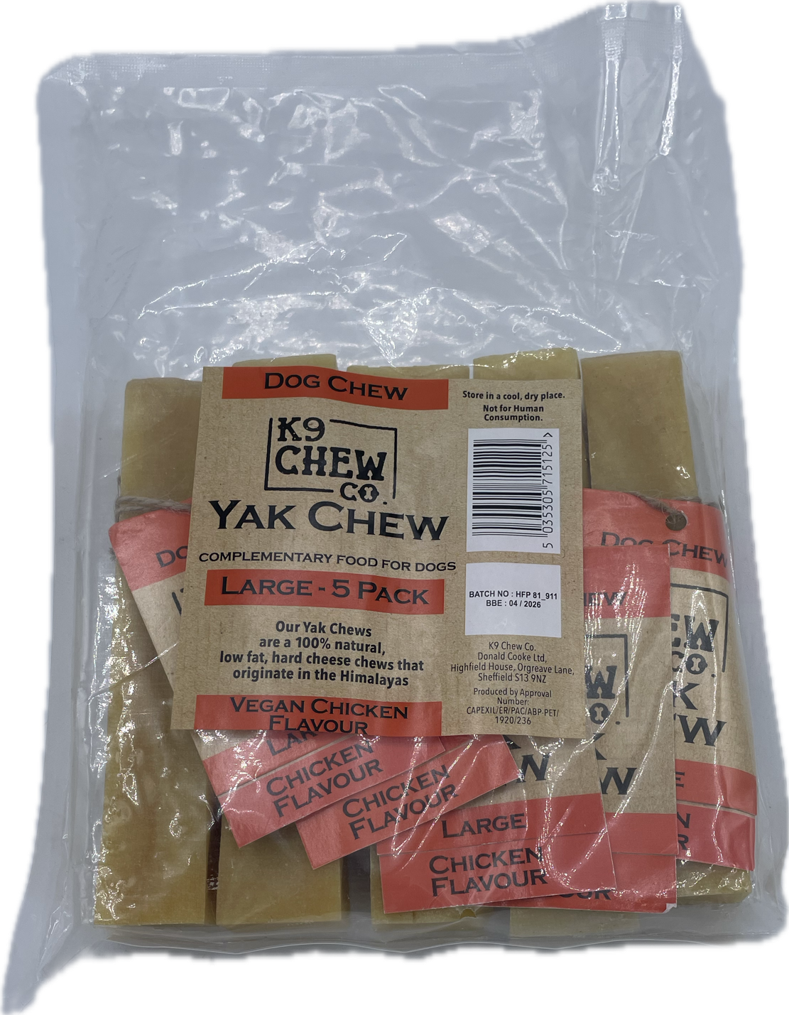 Yak Chew Chicken Flavour 5 pack Large