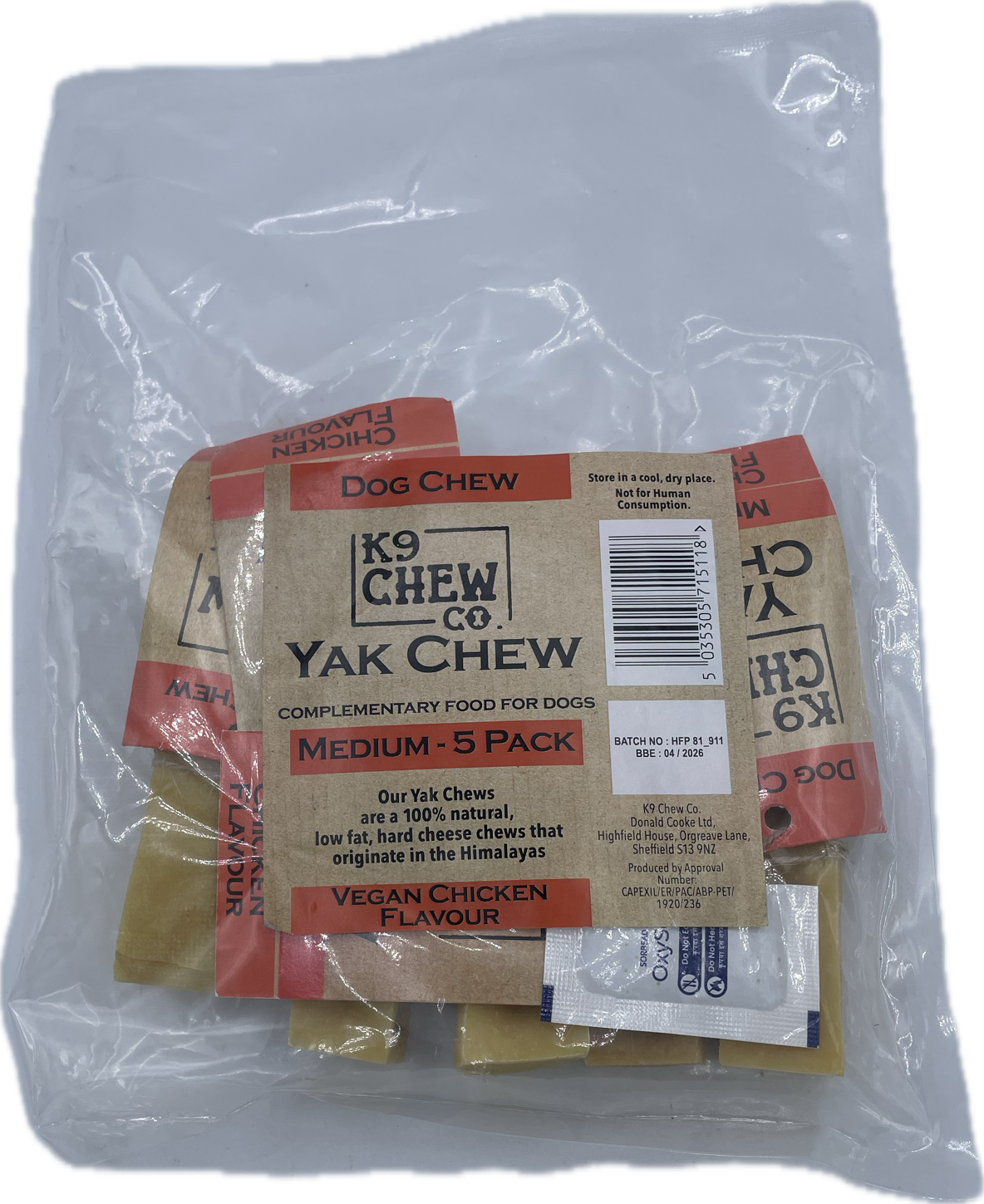 Yak Chew Chicken Flavour 5 pack Medium