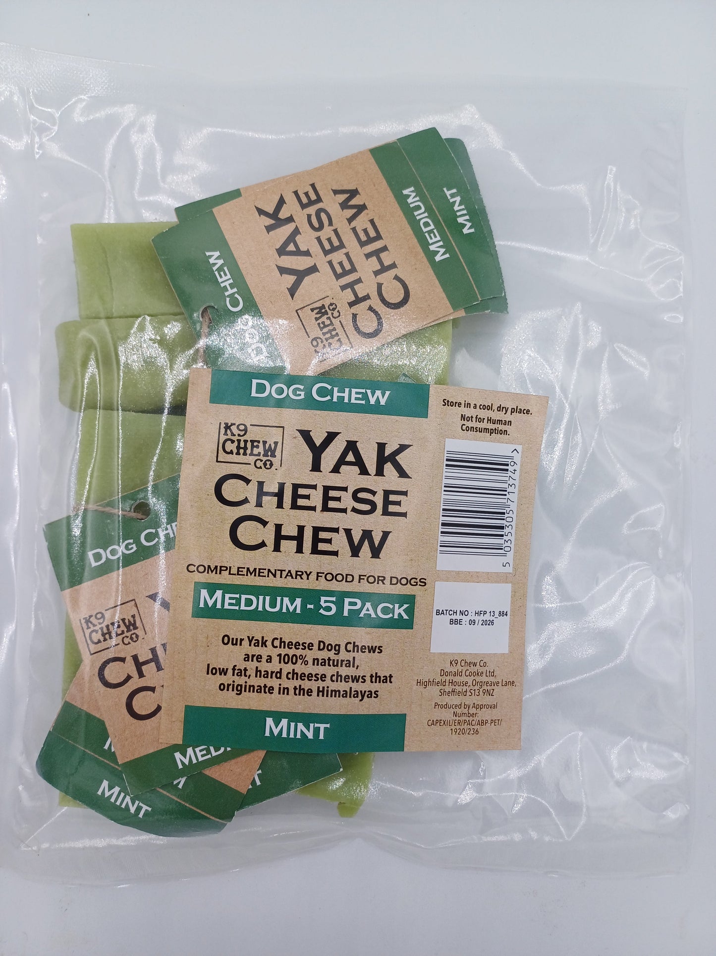 Yak Chew Mint 5 pack Medium