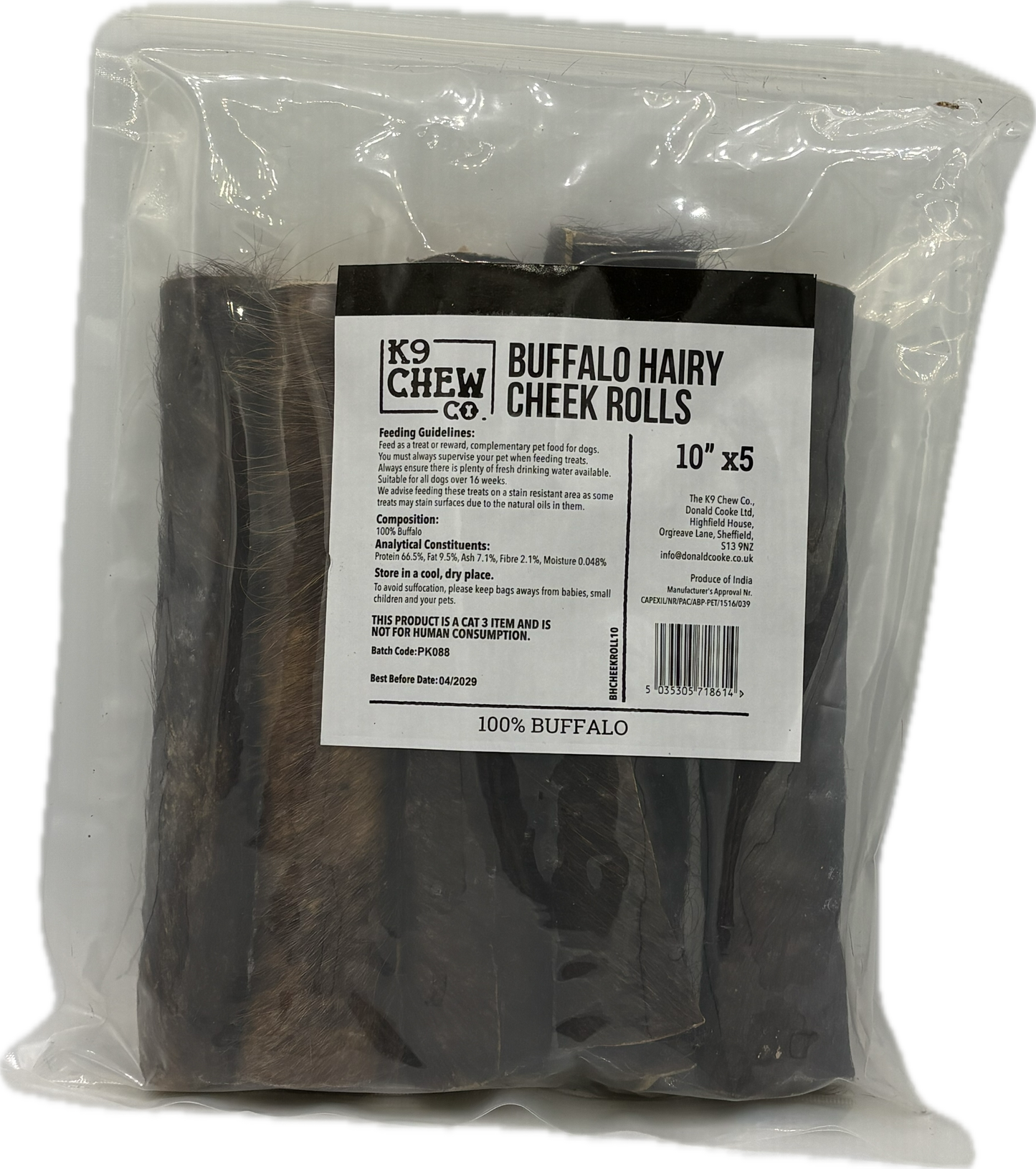 Buffalo Hairy Cheek Rolls 10” x 5