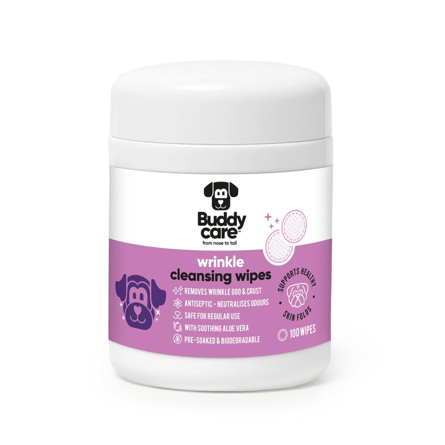 Buddycare Dog Wrinkle Wipes 100 pack