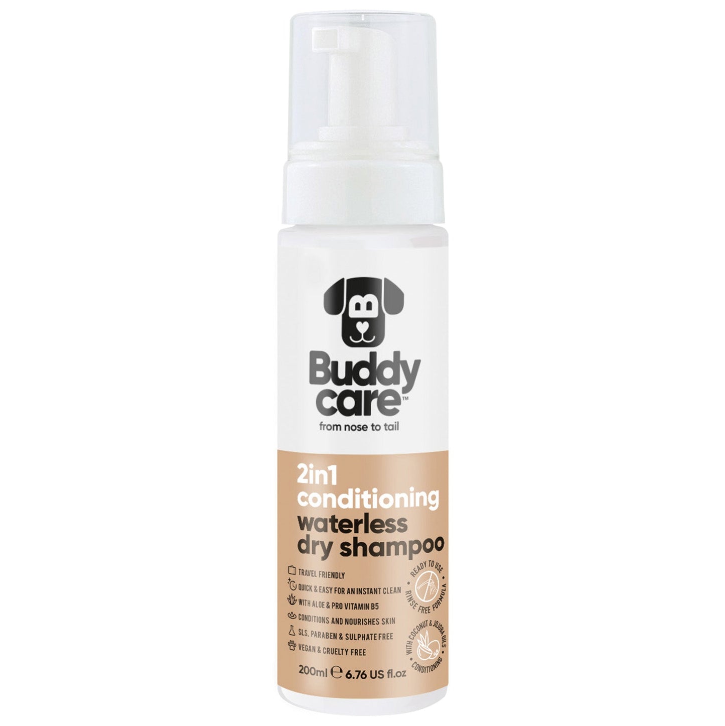 Buddycare Waterless 2in1 Shampoo Conditioner Coconut 200ml