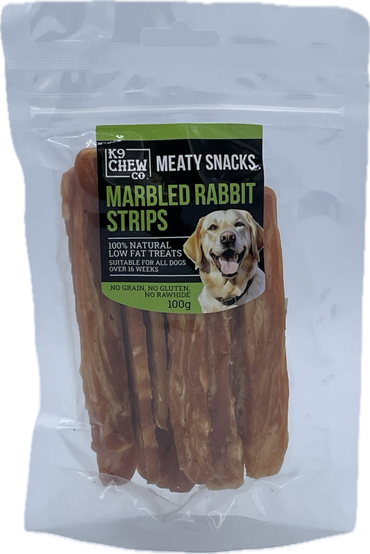 Meaty Snacks Marbled Rabbit Strips 100g