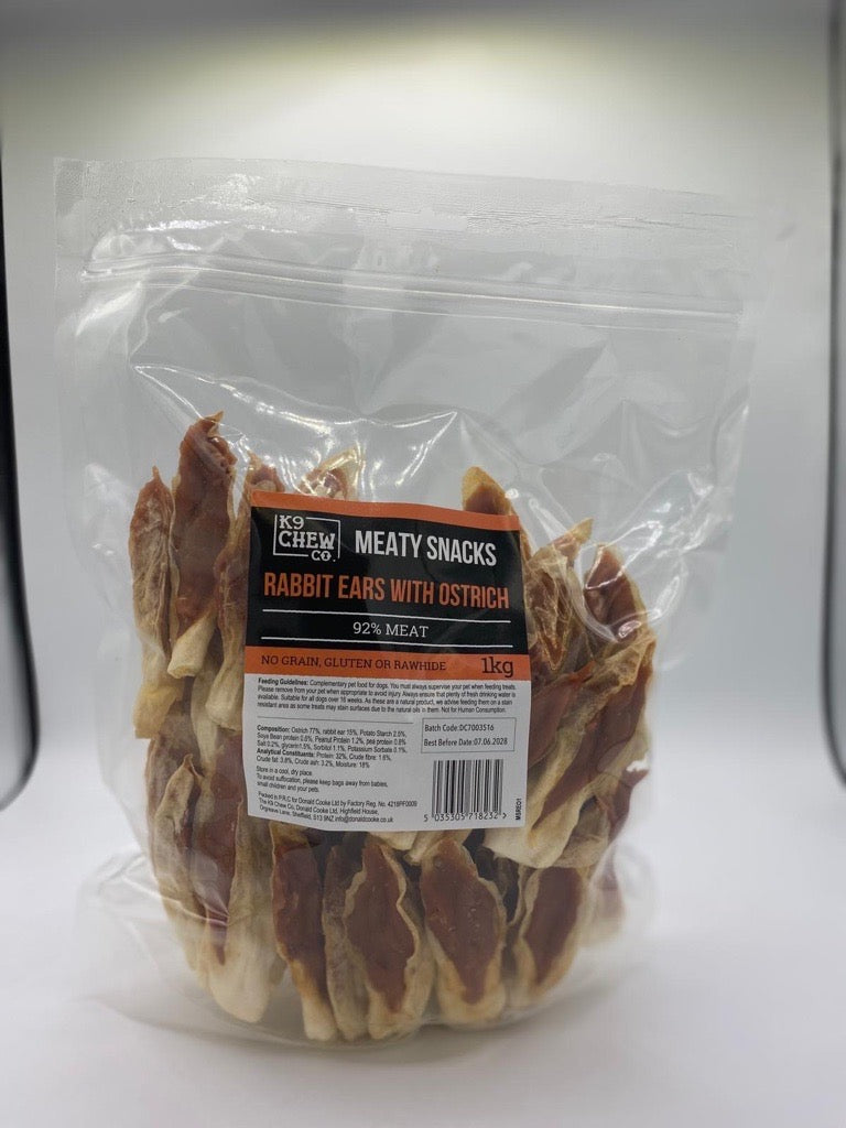 Meaty Snacks Rabbit Ears with Ostrich 1kg
