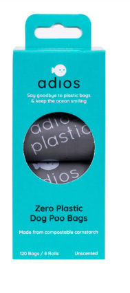 Adios Poo Bags Grey Box of 8 rolls